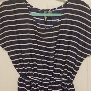 Navy blue and white striped dress